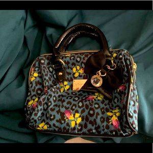 Betsey Johnson trendy makeup bag with pockets. Can double as a purse. EUC